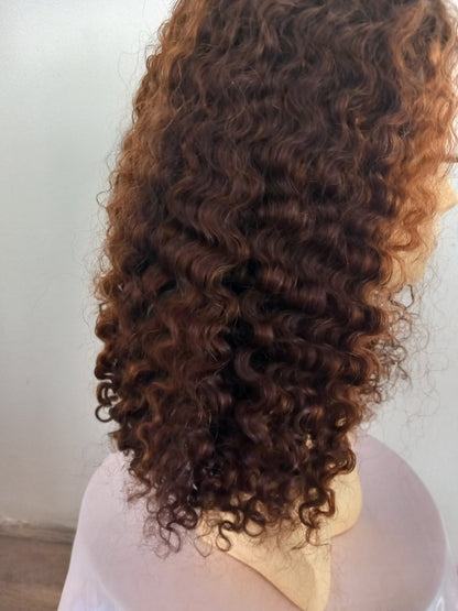 Burmese curly wig 5x5 closure (color # p4/30)